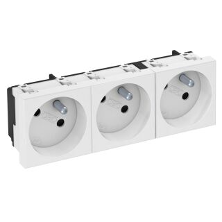 Steckdose 33°, 3-fach mit Erdungsstift 250V, 10/16A, PC, reinweiß, 9010