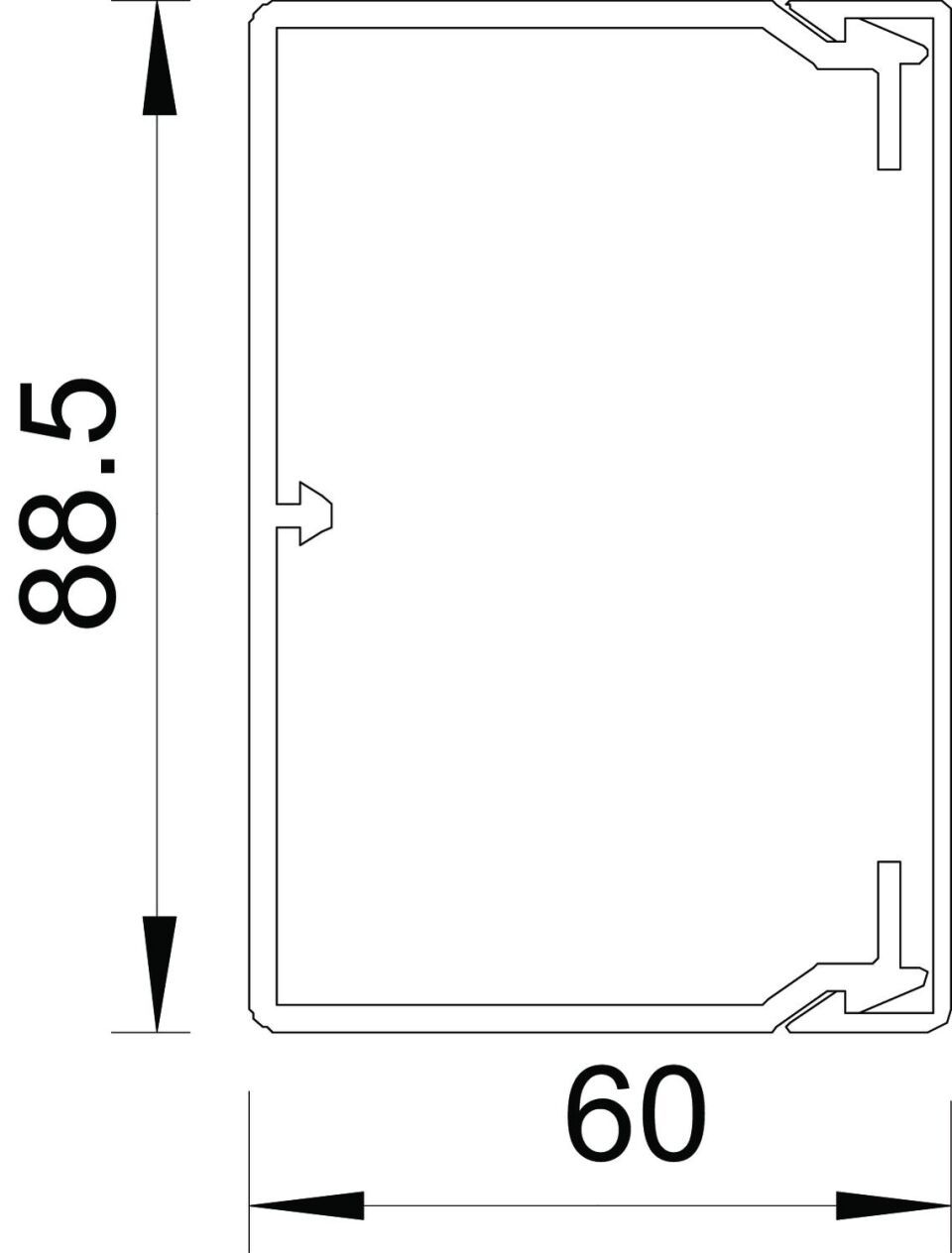 Wand- und Deckenkanal halogenfrei 60x90x2000, PC/ABS, lichtgrau, 7035