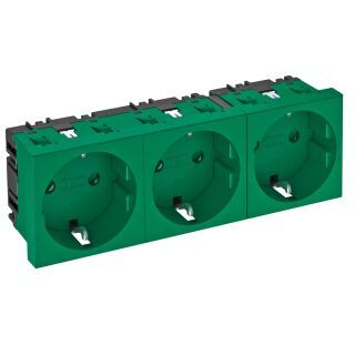 Steckdose 0°, 3-fach Schutzkontakt 250V, 10/16A, PC, minzgrün, 6029