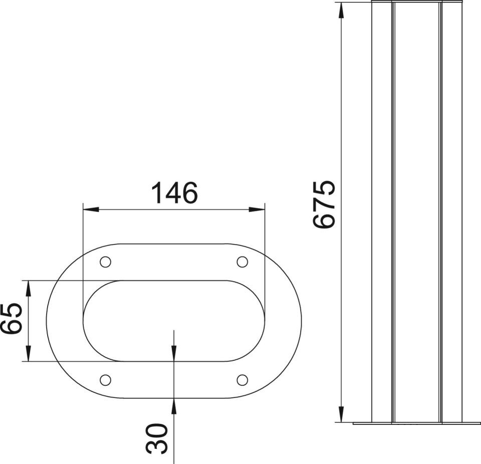 Installationssäule Boden 675x146x65, Alu, reinweiß, 9010 Installationssäule Boden 675x146x65, Alu, reinweiß, 9010