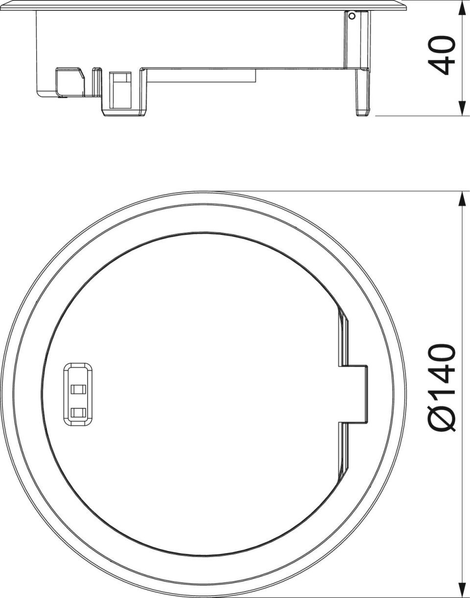 Klappdeckel mit Rastschieber 140 mm, Zn, P, tiefschwarz, 9005