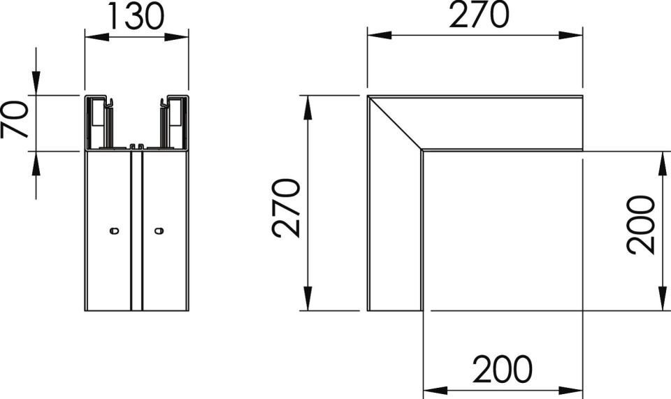 Außeneck 70x130mm, PVC, reinweiß, 9010