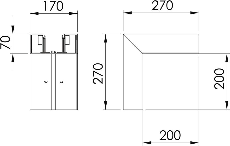 Außeneck 70x170mm, PVC, reinweiß, 9010