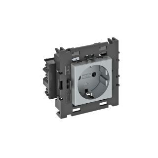 Steckdose 0°, 1-fach Schutzkontakt, Connect 80 250V, 10/16A, PC, alu lackiert