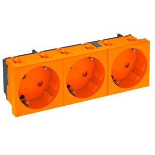 Steckdose 33°, 3-fach Schutzkontakt 250V, 10/16A, PC, reinorange, 2004