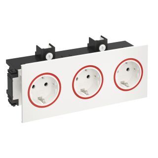 Steckdose SIGNA IN 3-fach RAL9010/rot 206x82x71, reinweiß, 9010