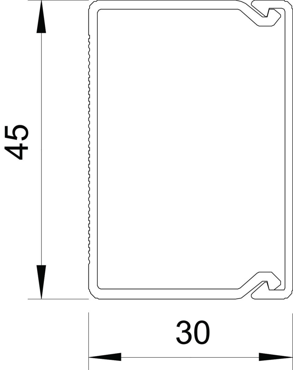 Wand- und Deckenkanal halogenfrei 30x45x2000, PC/ABS, lichtgrau, 7035