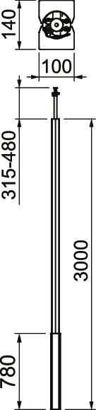 Installationssäule Boden-Decke, Alu