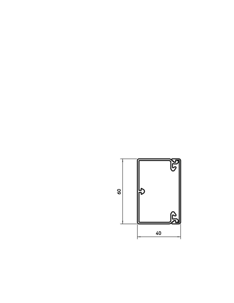 Wand- und Deckenkanal halogenfrei 40x60x2000, PC/ABS, reinweiß, 9010