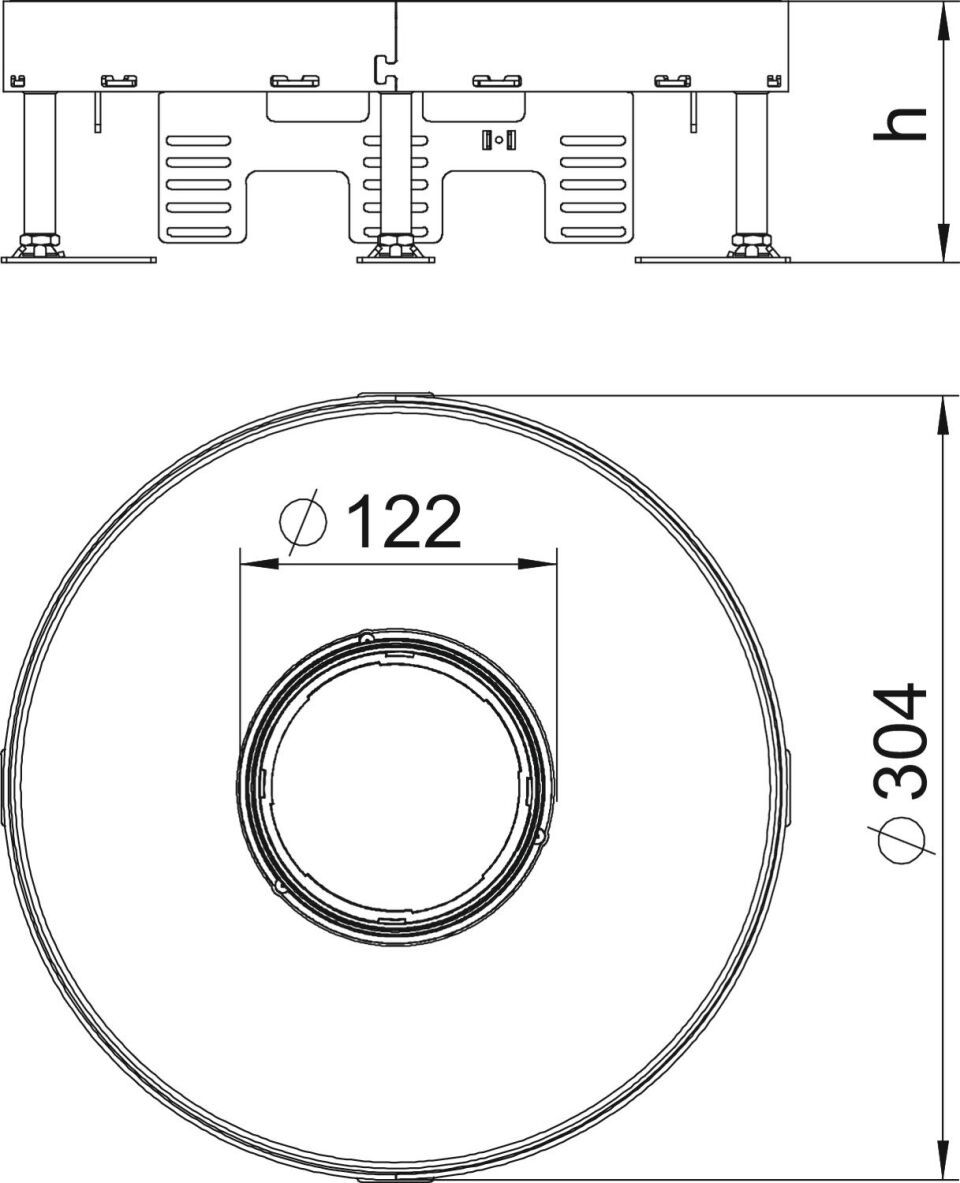 Schwerlastkassette für Tubus 20 kN Ø305mm, A2, 1.4301