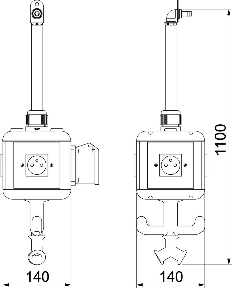 HoverCube IP20, Luft, Griff, NF-bestückt 140x140x1100 Polyamid graphitschwarz RAL 9011