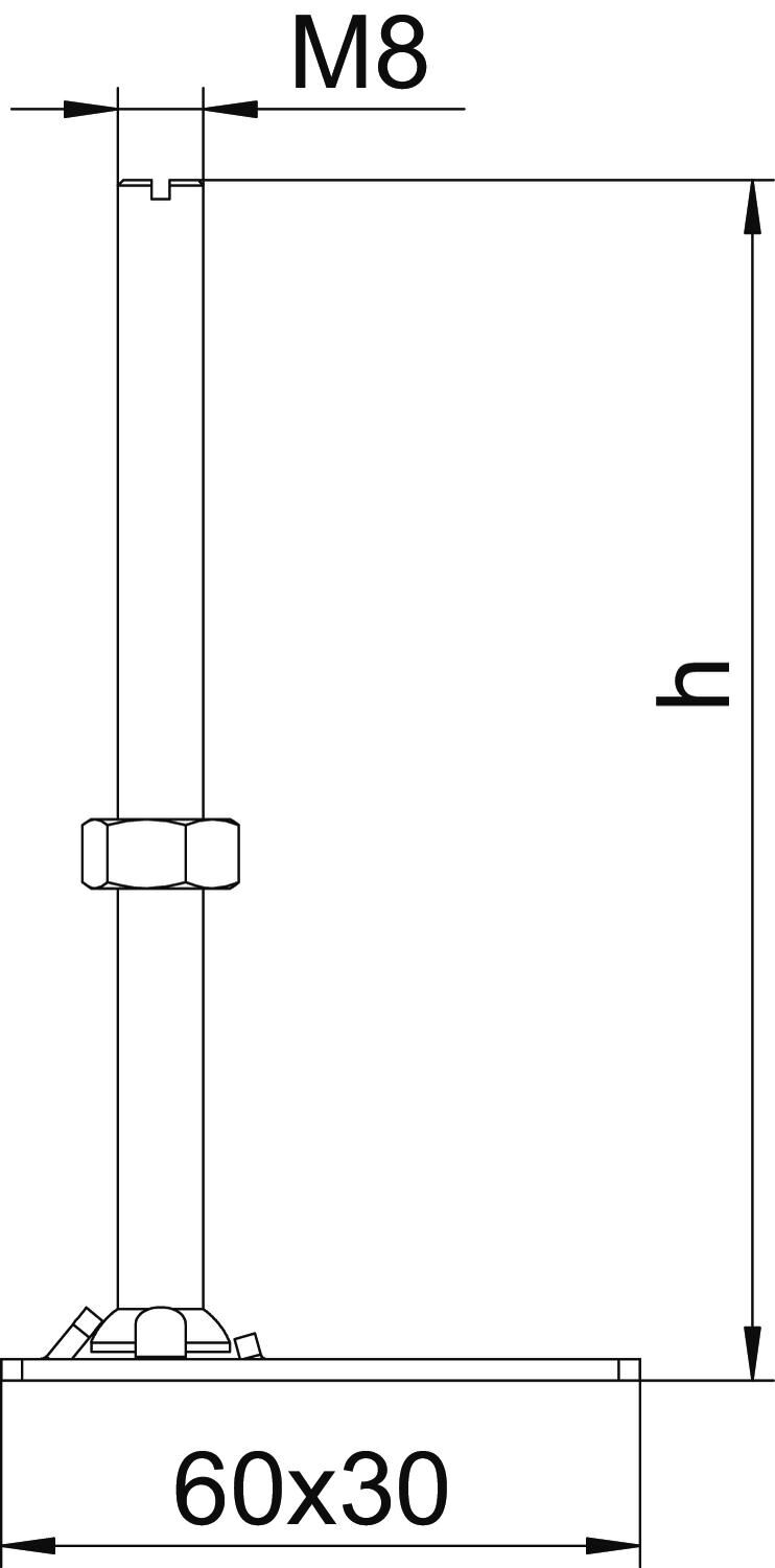 Nivelliereinheit für Kassette und OKB M8x230mm, St, G