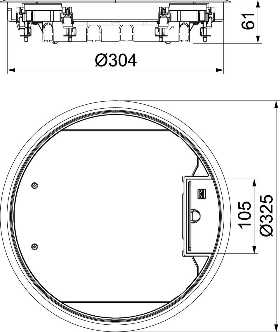 Geräteeinsatz für Kanalmontage Ø325x61, PA, eisengrau, 7011 Geräteeinsatz für Kanalmontage Ø325x61, PA, eisengrau, 7011