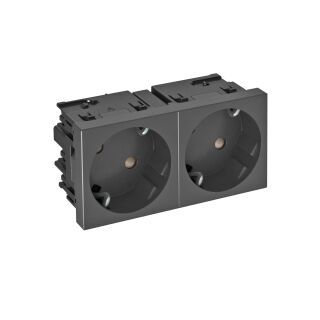 Steckdose 33°, 2-fach Schutzkontakt, Connect 45 250V, 10/16A, PC, schwarzgrau, 7021