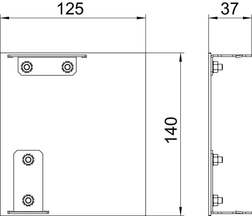 Endstück Designkanal rechts Design Style 125x140x37, Alu, EL