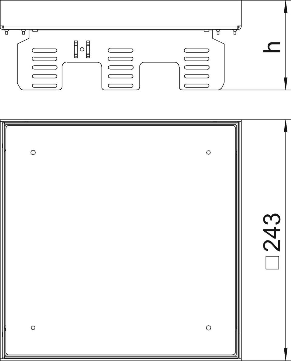 Quadratische Kassette blind 243x243mm, A2, 1.4301