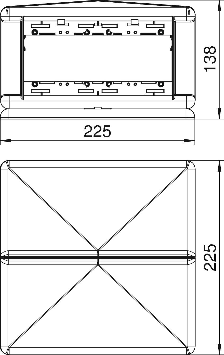 Telitank 225x225x125, PA, graphitschwarz, 9011