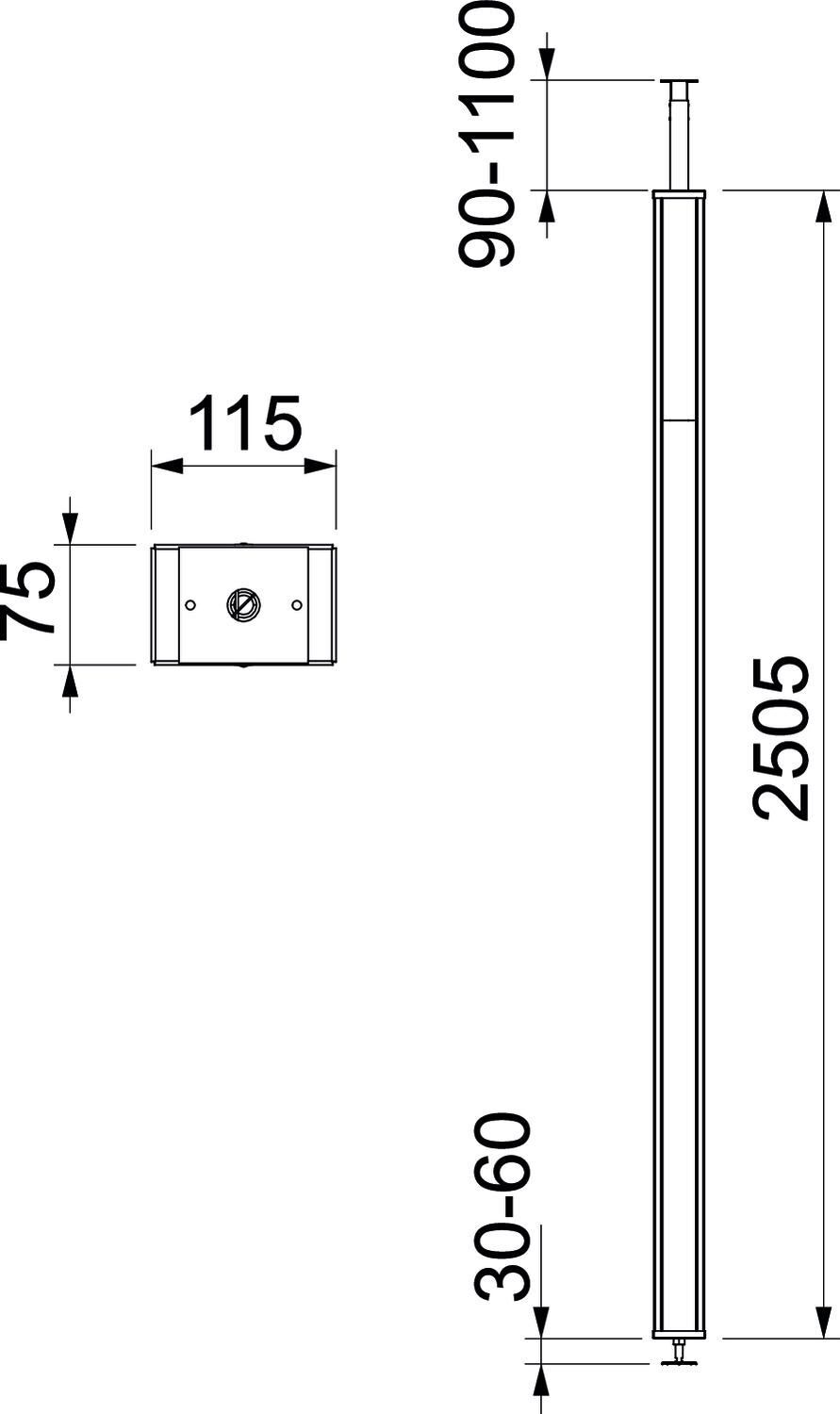 Installationssäule Boden-Decke, Alu