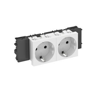 Steckdose 0°, 2-fach Schutzkontakt, Connect 45 250V, 10/16A, PC, reinweiß, 9010