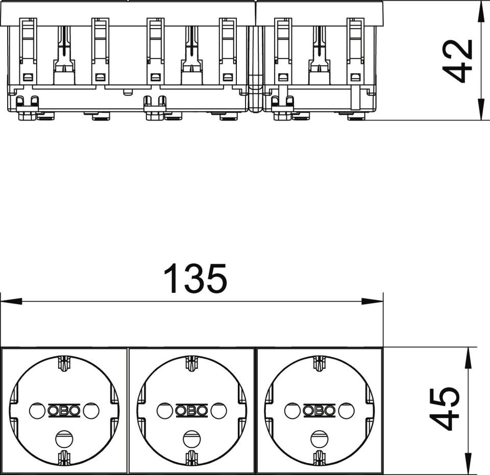 Modul 45 Connect Steckdose 0°, 3-fach