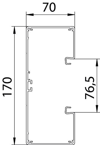 Geräteeinbaukanal symmetrisch 70x170x2000, Alu, reinweiß, 9010
