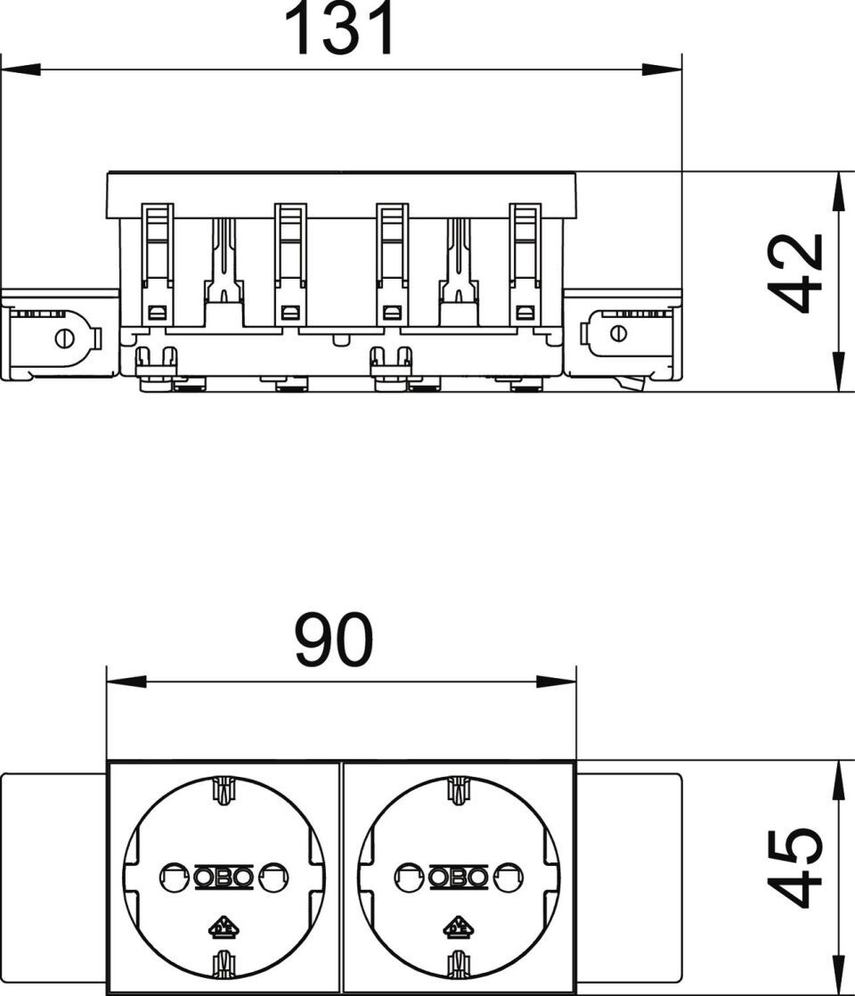 Modul 45 Connect Steckdose 0°, 2-fach