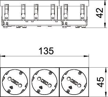 Modul 45 Steckdose 33°, 3-fach
