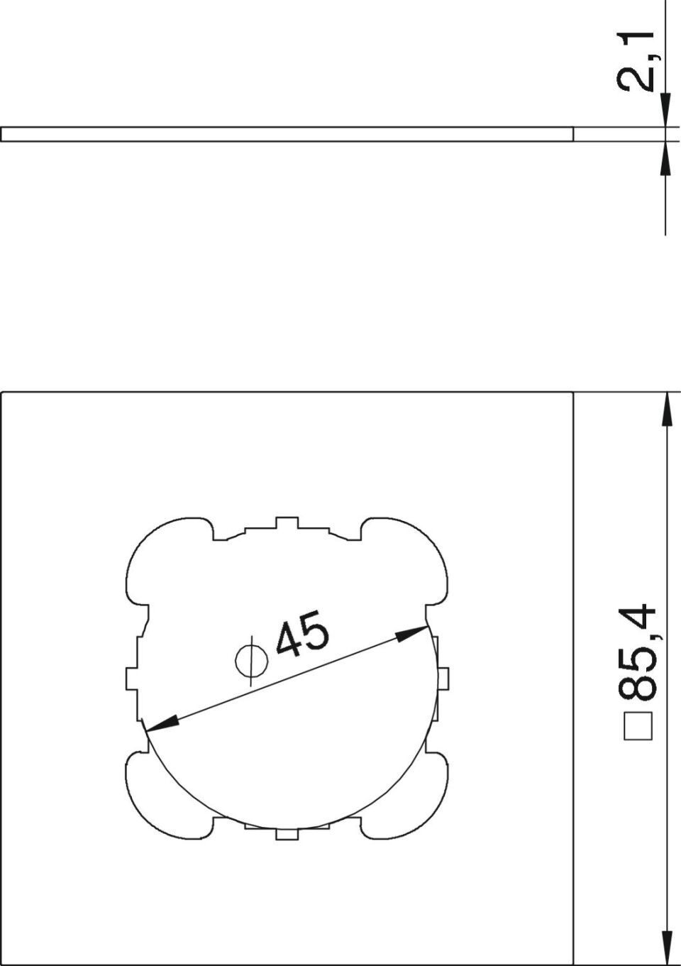 Abdeckplatte 1xEKR für T4L/T8NL Schmalseite, PA, graphitschwarz, 9011
