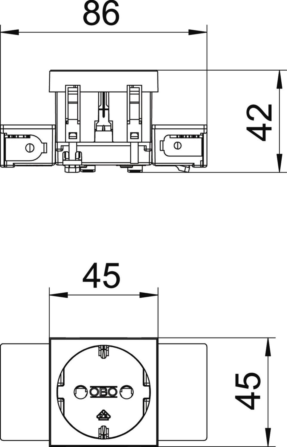 Modul 45 Connect Steckdose 0°, 1-fach