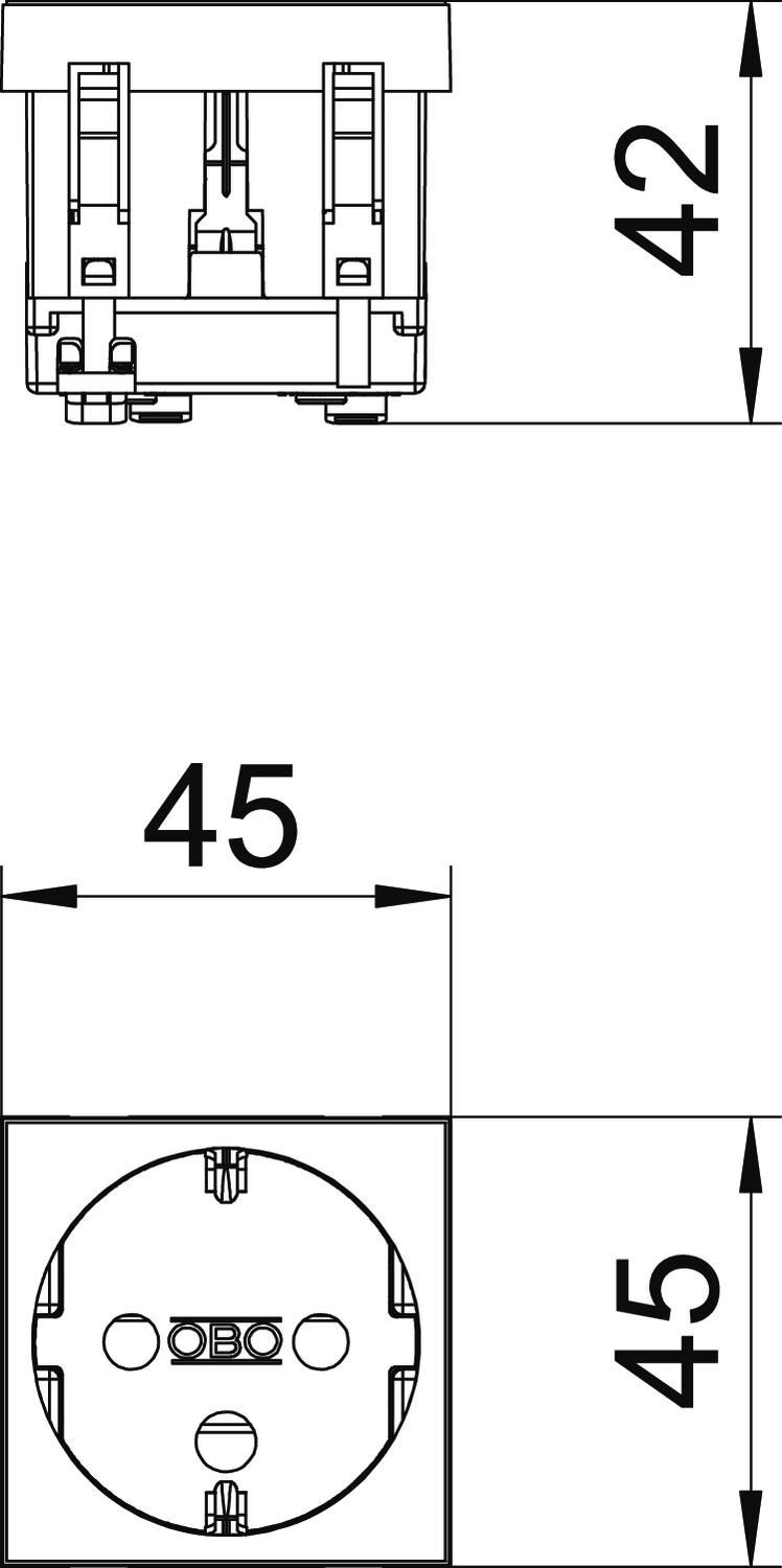 Modul 45 Steckdose 0°, 1-fach