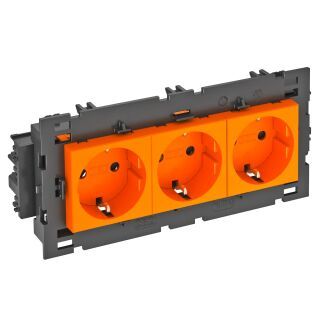 Steckdose 0°, 3-fach Schutzkontakt, Connect 80 250V, 10/16A, PC, reinorange, 2004