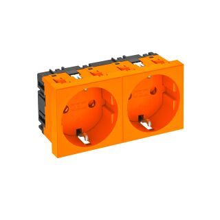 Steckdose 0°, 2-fach Schutzkontakt 250V, 10/16A, PC, reinorange, 2004