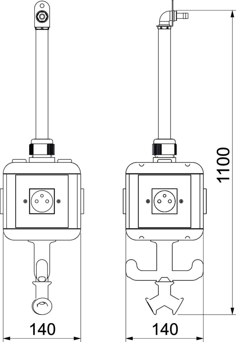 HoverCube IP20, Luft, Griff, NF-bestückt 140x140x1100 Polyamid graphitschwarz RAL 9011