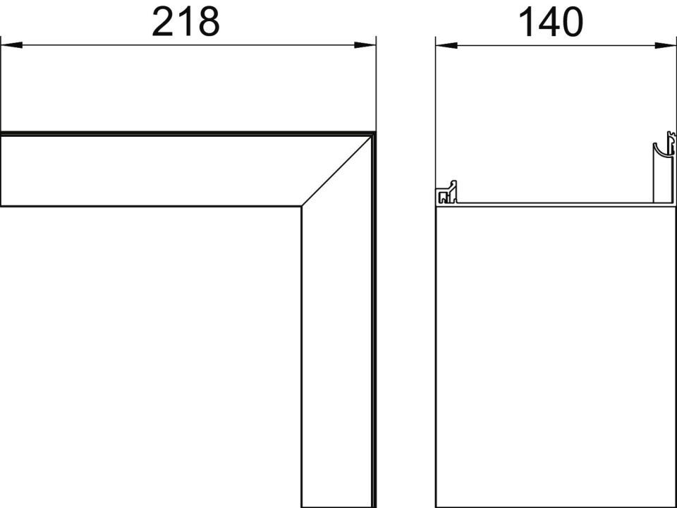 Oberteil Inneneck Designkanal Design Style 44x140x218, Alu, EL