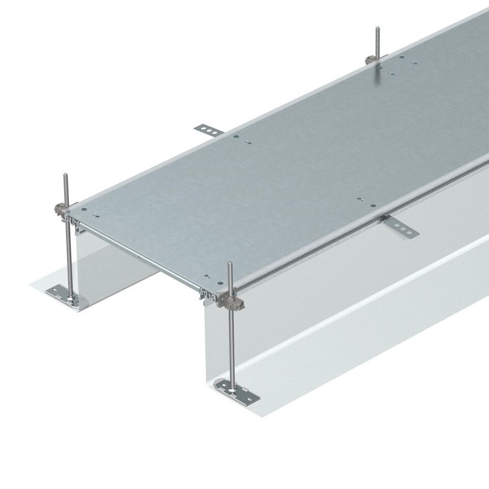 Kanaleinheit estrichbündig blind, rastend 2400x300x240, St, FS Kanaleinheit estrichbündig blind, rastend 2400x300x240, St, FS