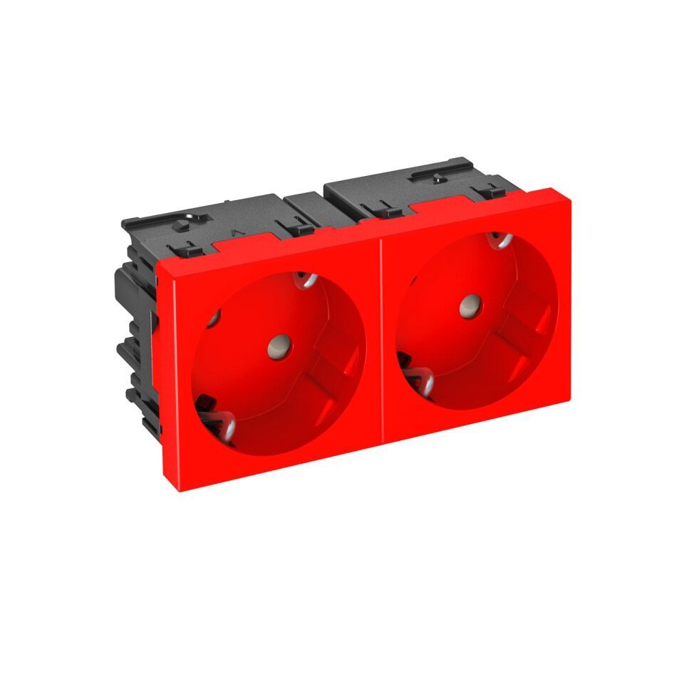 Steckdose 33°, 2-fach Schutzkontakt, Connect 45 250V, 10/16A, PC, signalrot, 3001