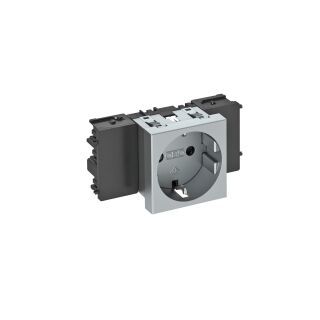 Steckdose 0°, 1-fach Schutzkontakt, Connect 45 250V, 10/16A, PC, alu lackiert