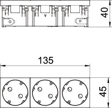 Modul 45 Connect Steckdose 33°, 3-fach