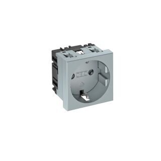 Steckdose 0°, 1-fach Schutzkontakt 250V, 10/16A, PC, alu lackiert