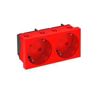 Steckdose 33°, 2-fach Schutzkontakt 250V, 10/16A, PC, signalrot, 3001