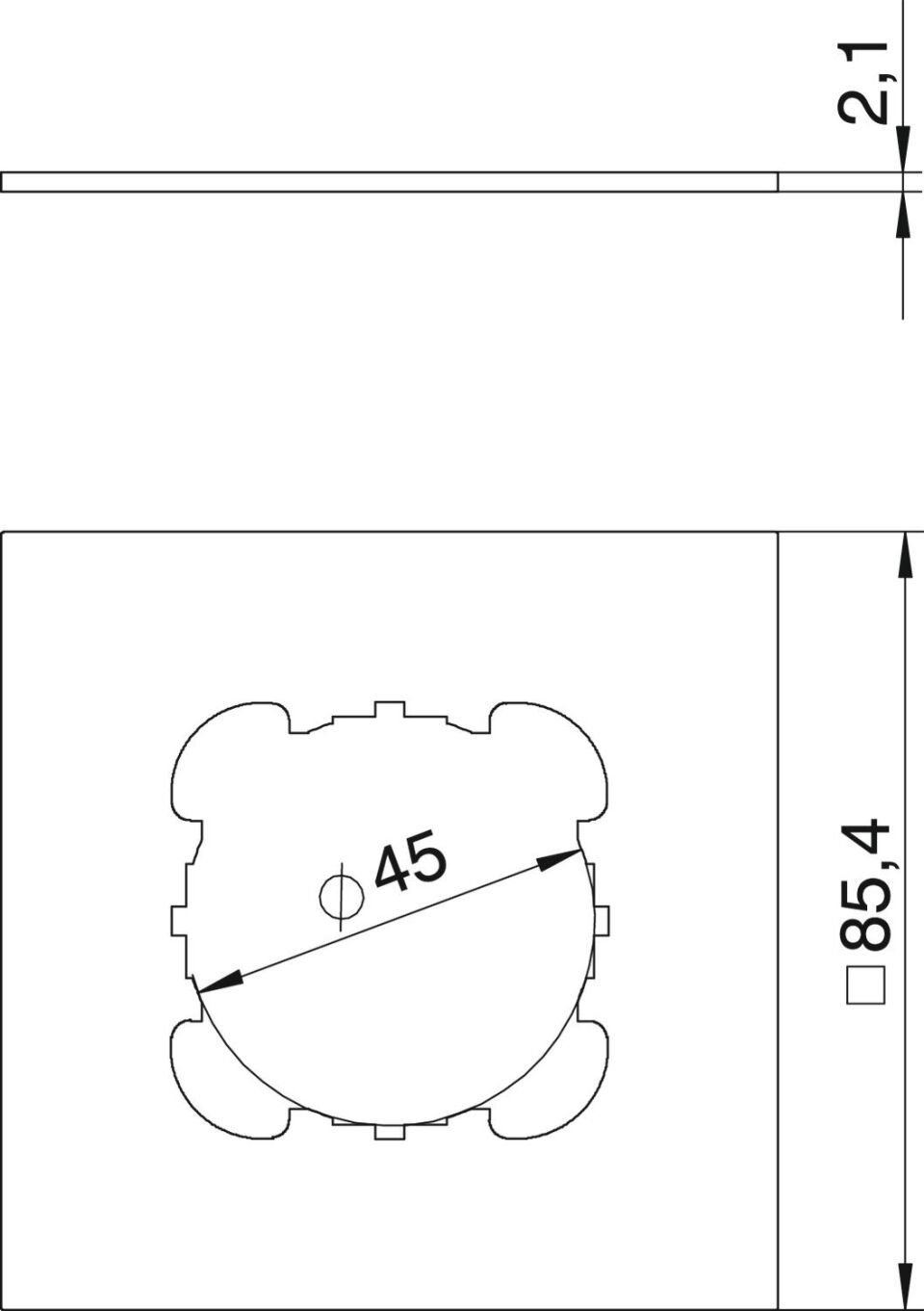 Abdeckplatte 1xEKR für T4L/T8NL, PA, graphitschwarz, 9011