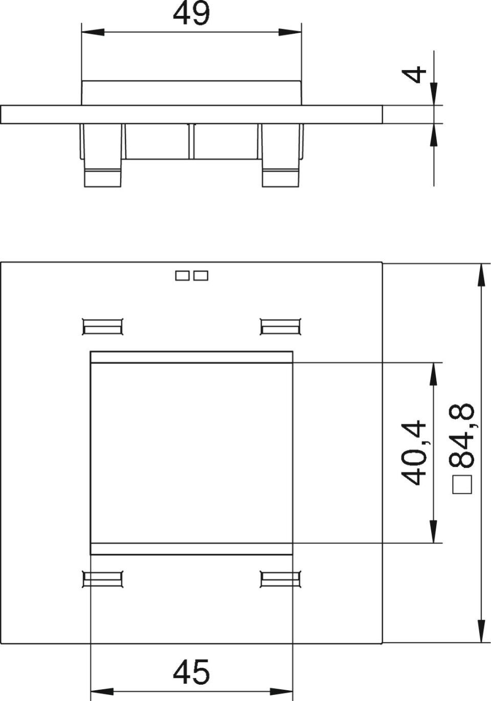 Abdeckplatte 1f Modul 45 für T4L/T8NL, PA, graphitschwarz, 9011