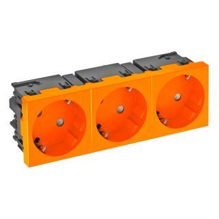 Steckdose 33°, 3-fach Schutzkontakt, Connect 45 250V, 10/16A, PC, reinorange, 2004