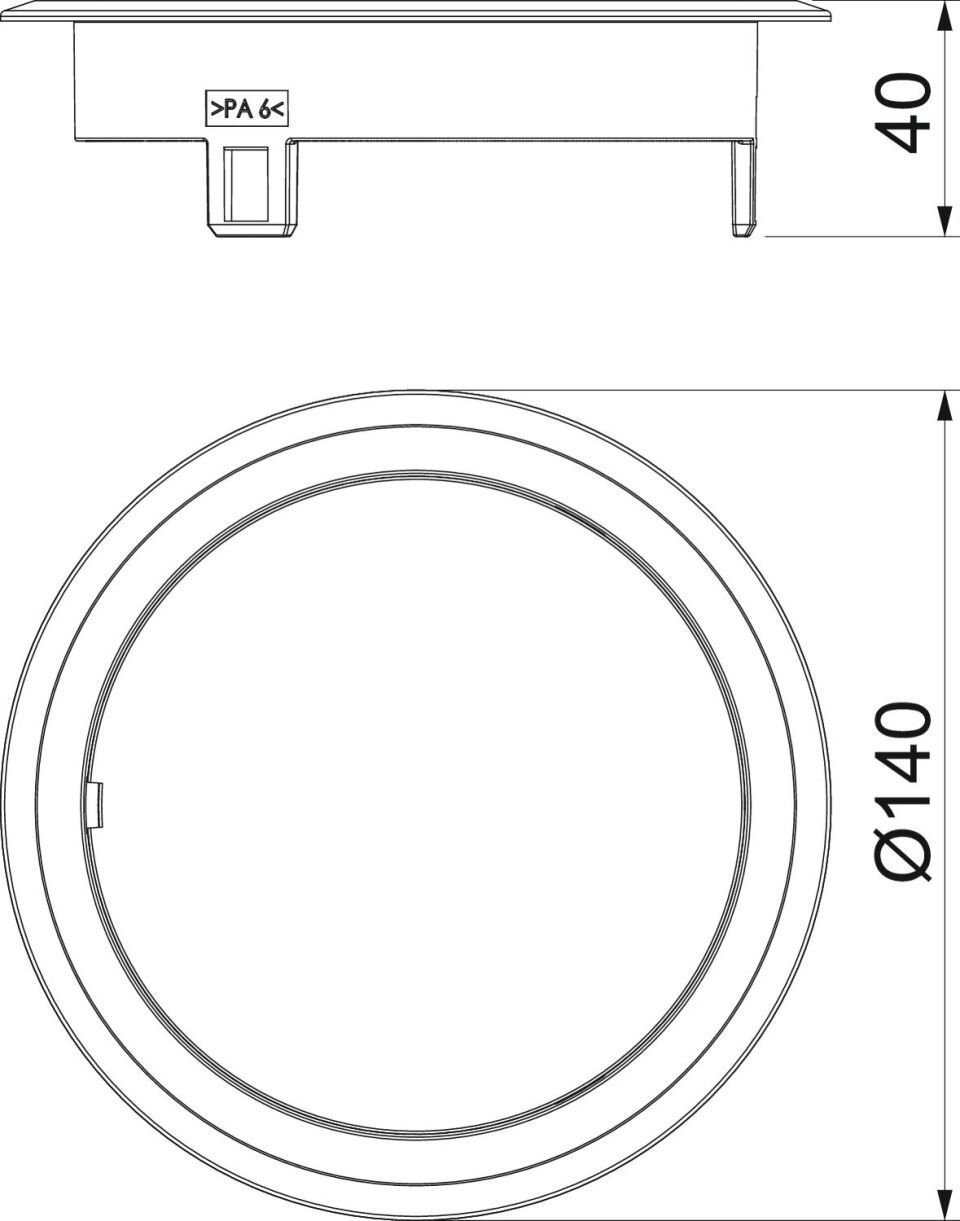 Blinddeckel Kunststoff 140x140x40, PA, graphitschwarz, 9011