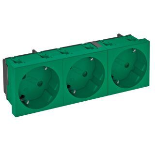 Steckdose 33°, 3-fach Schutzkontakt 250V, 10/16A, PC, minzgrün, 6029