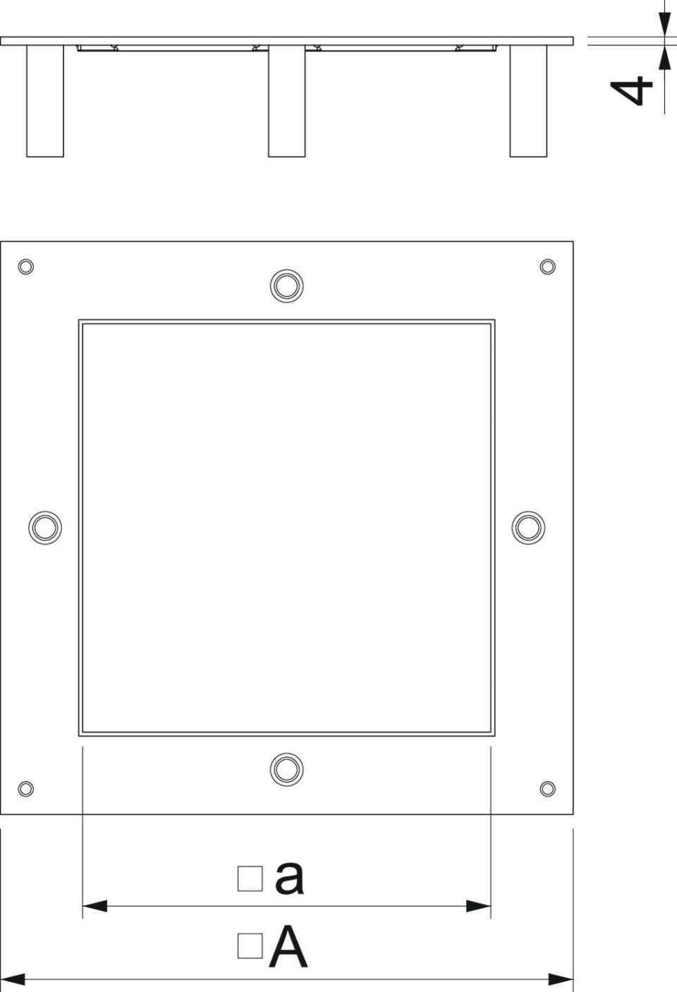 Schwerlast-Montagedeckel 250-3 für Nenngröße 4 282x282x59, St, FS