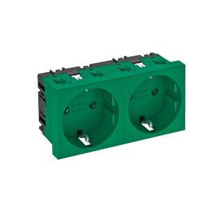 Steckdose 0°, 2-fach Schutzkontakt 250V, 10/16A, PC, minzgrün, 6029