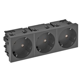 Steckdose 33°, 3-fach Schutzkontakt, Connect 45 250V, 10/16A, PC, schwarzgrau, 7021