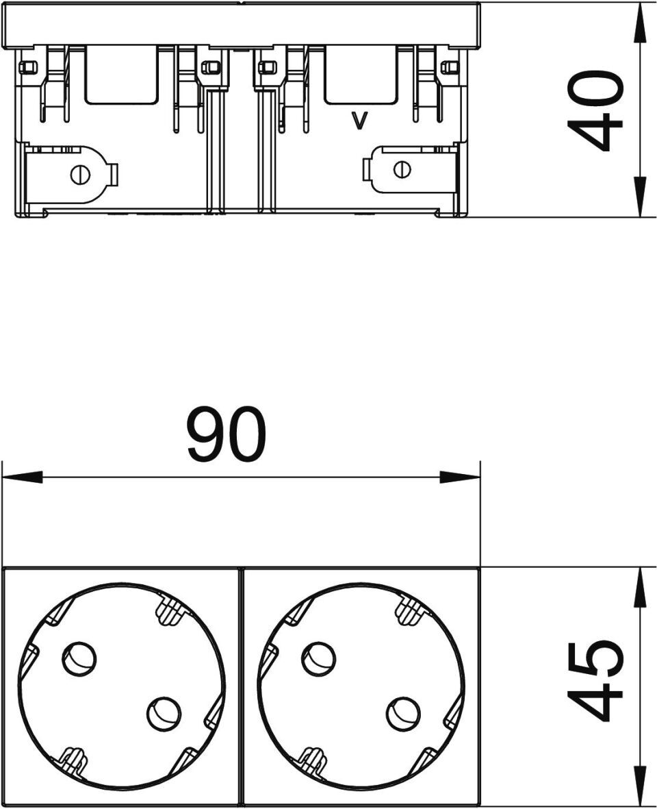Steckdose 33°, 2-fach Schutzkontakt, Connect 45 250V, 10/16A, PC, signalrot, 3001