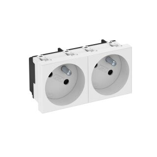 Steckdose 33°, 2-fach mit Erdungsstift 250V, 10/16A, PC, reinweiß, 9010